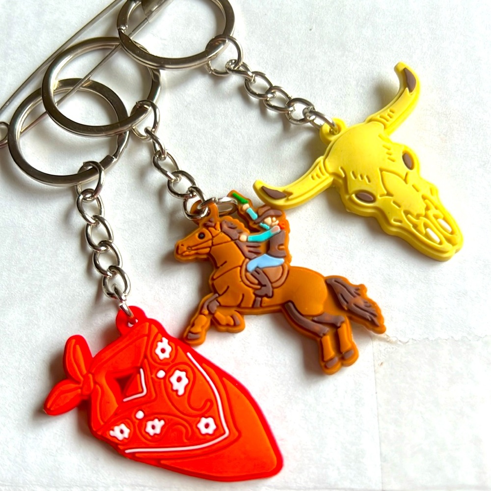 A Lot Of western key chains Longhorn,bandana & Cowboy Man Riding A  Horse